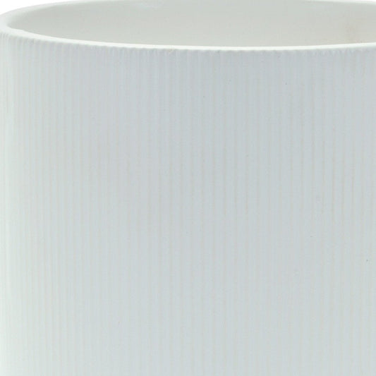 White Ceramic 7 Ounce Striped Footed Pot Planter