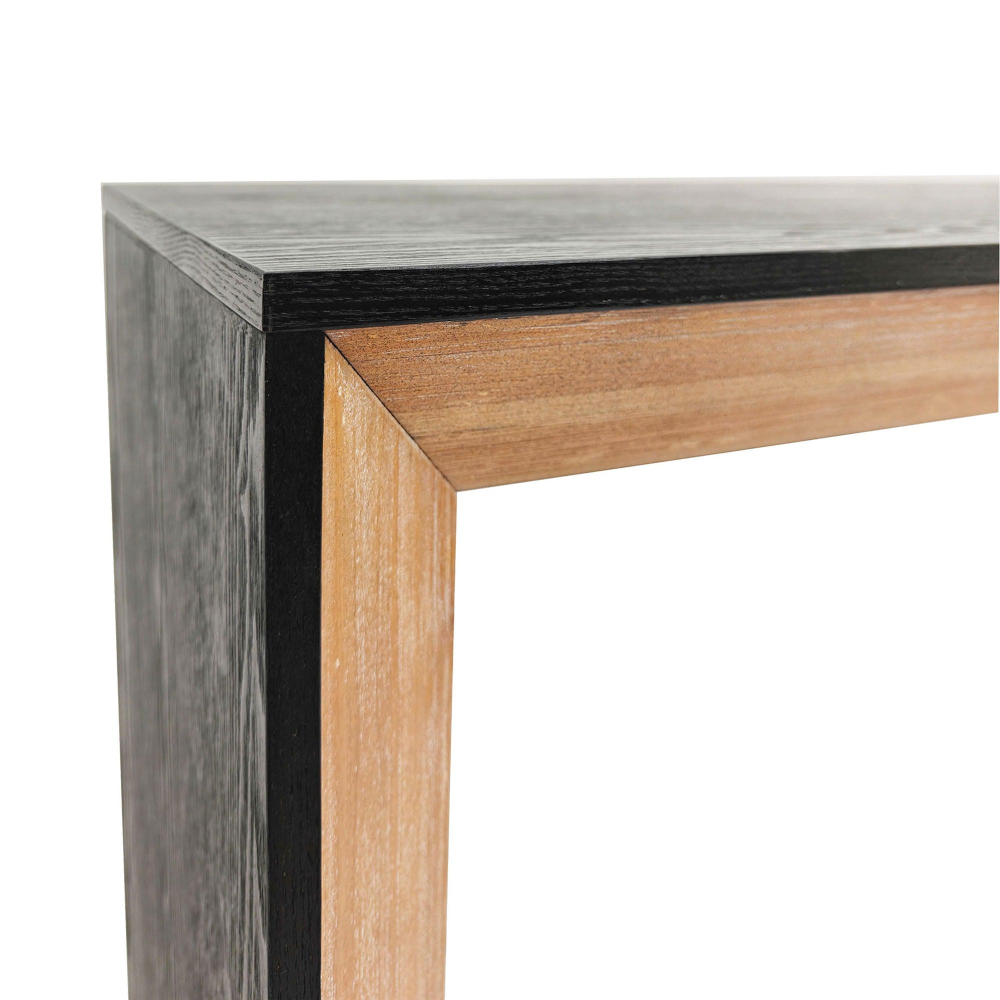 Modern rustic engineered wood console table with powder-coated finish from Anthony & Home's limited edition collection.
