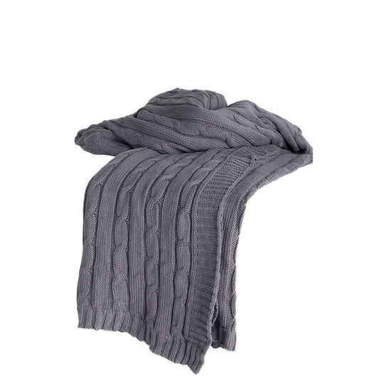 Light Gray Knitted 100% Cotton Throw Blanket - Anthony & Home