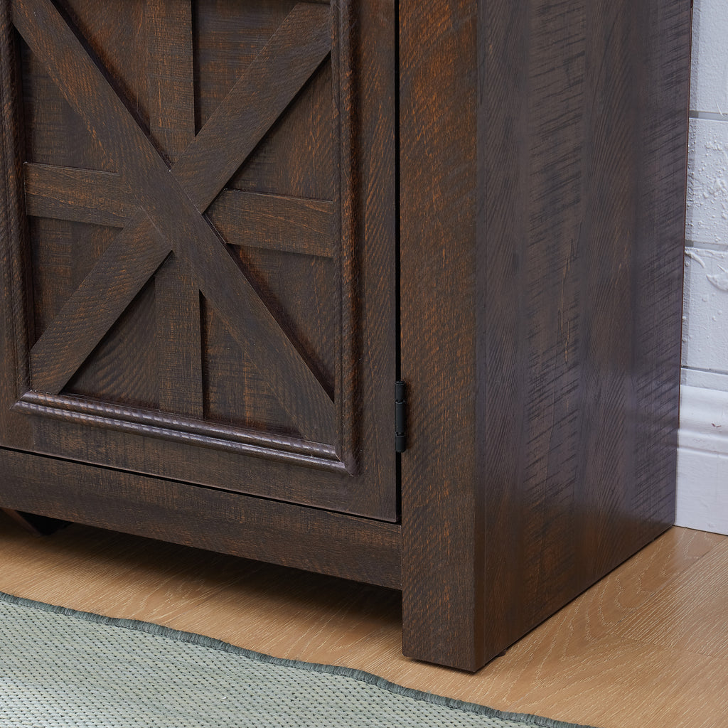 Espresso Barnwood Two Door Media Console by Anthony & Home with rustic wooden finish and modern design for TV and media storage.