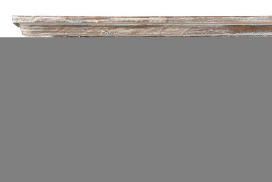 White Carved Geometric Distressed Reclaimed Wood Queen Bed Frame