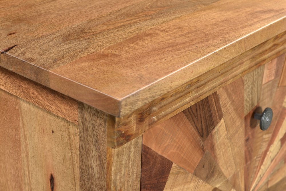 30" Brown Solid Wood Three Drawer Nightstand