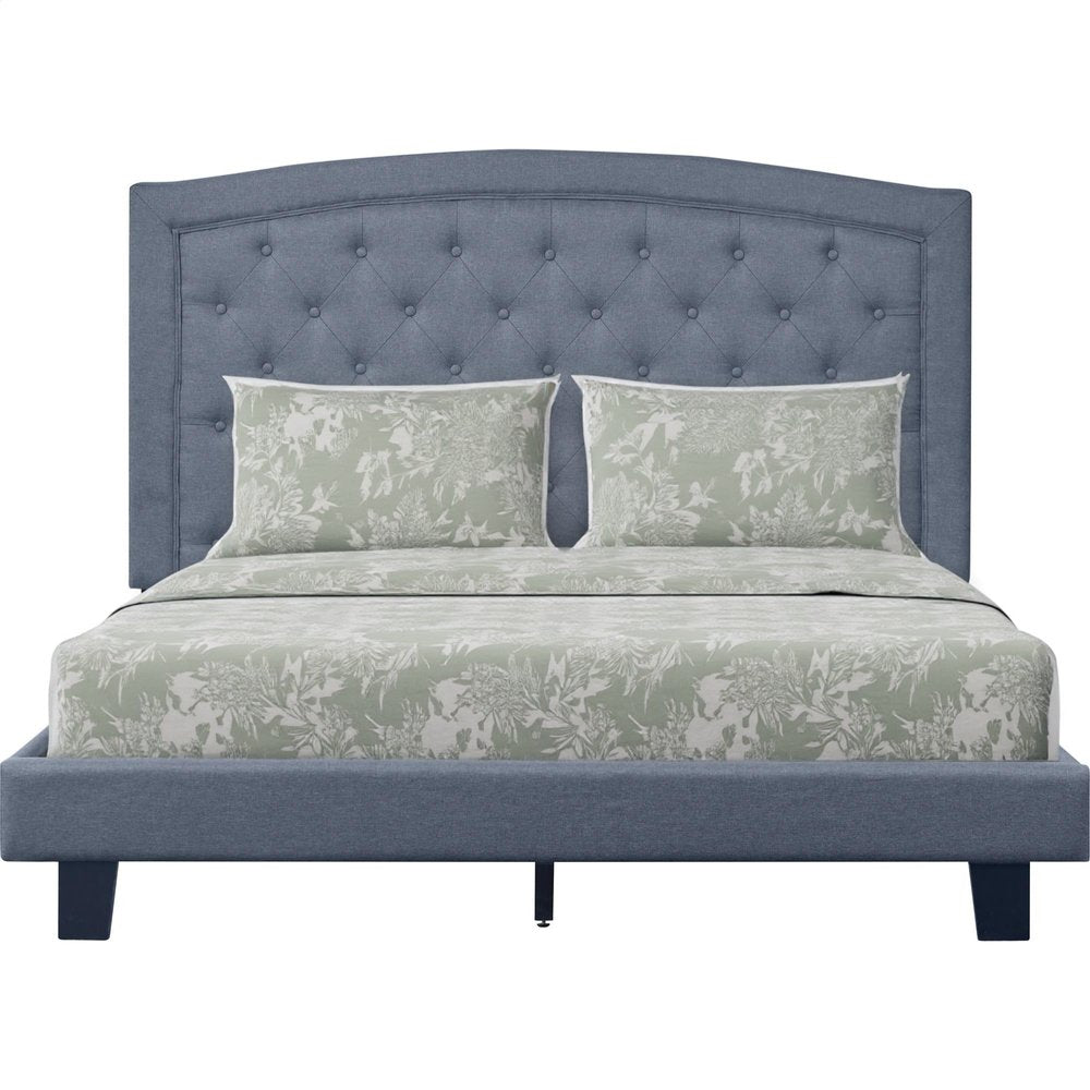 Gray Tufted Upholstered Queen Bed Frame