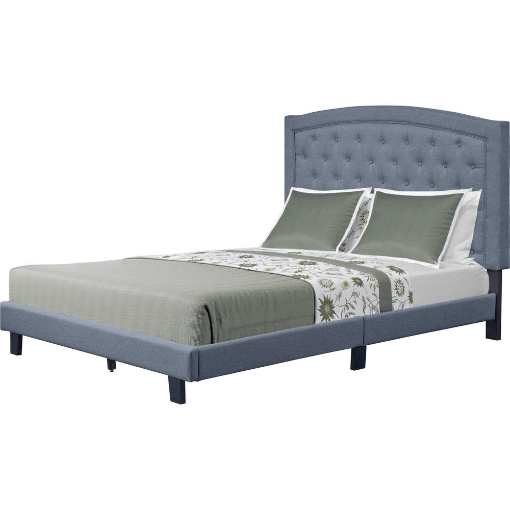Gray Tufted Upholstered Queen Bed Frame