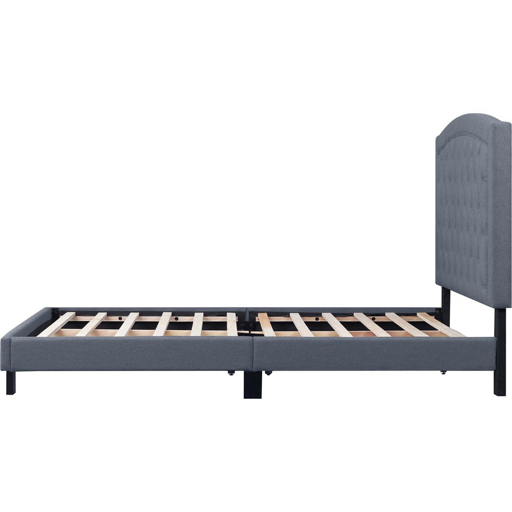 Gray Tufted Upholstered Queen Bed Frame