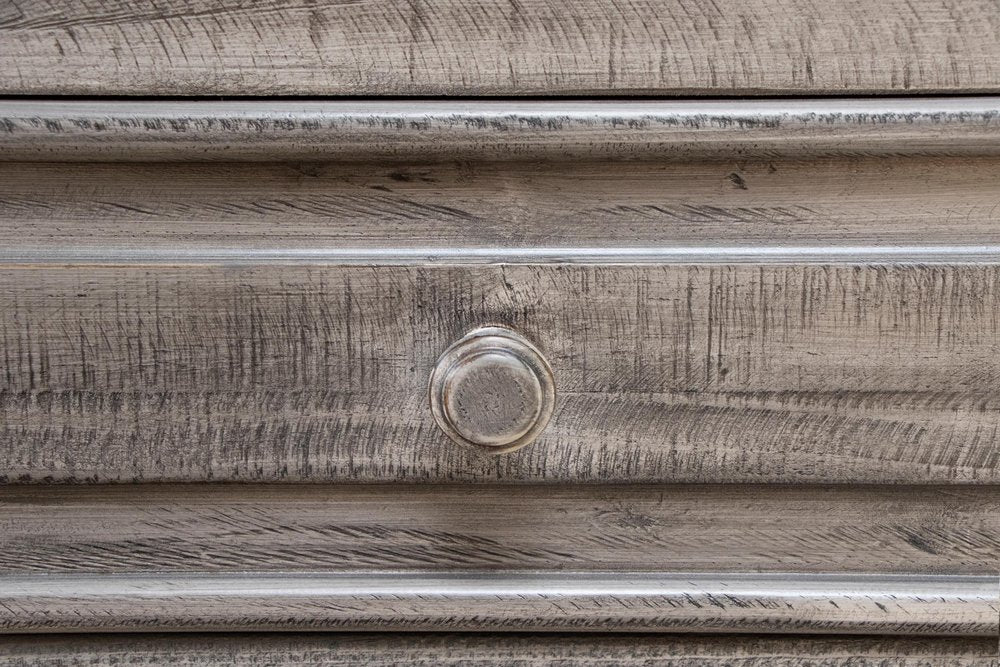 32" Gray Solid Wood Three Drawer Nightstand