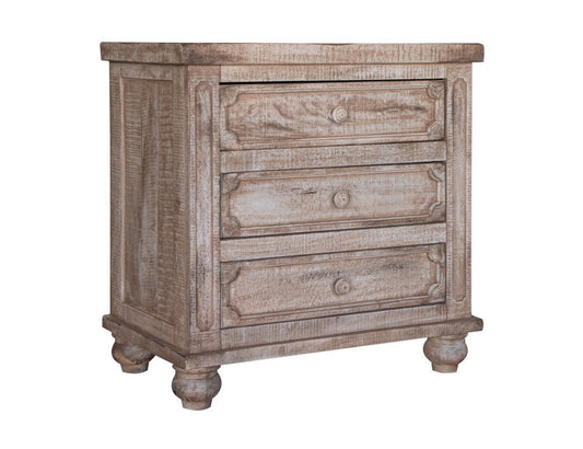 31" Brown Solid Wood Three Drawer Nightstand - Anthony & Home