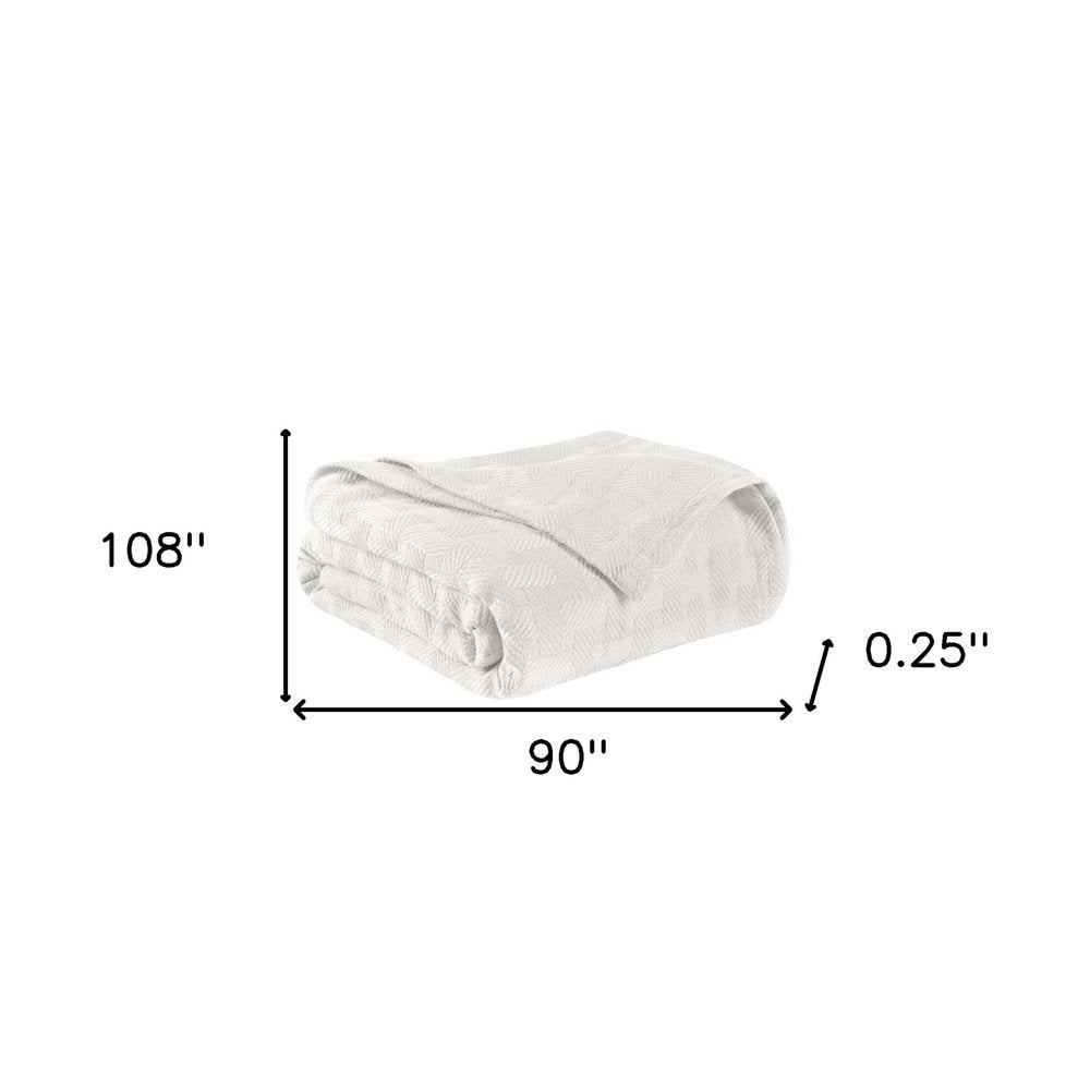 King White Cotton Basketweave Geometric Blanket
