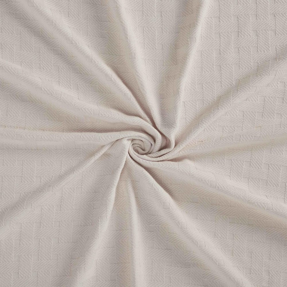 Twin Ivory Cotton Basketweave Geometric Blanket