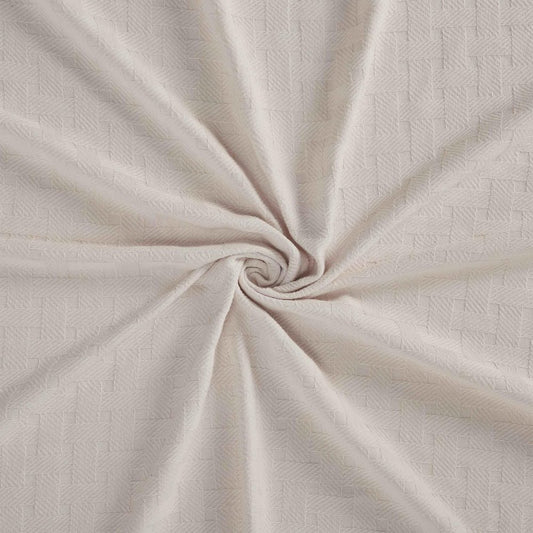 Twin Ivory Cotton Basketweave Geometric Blanket