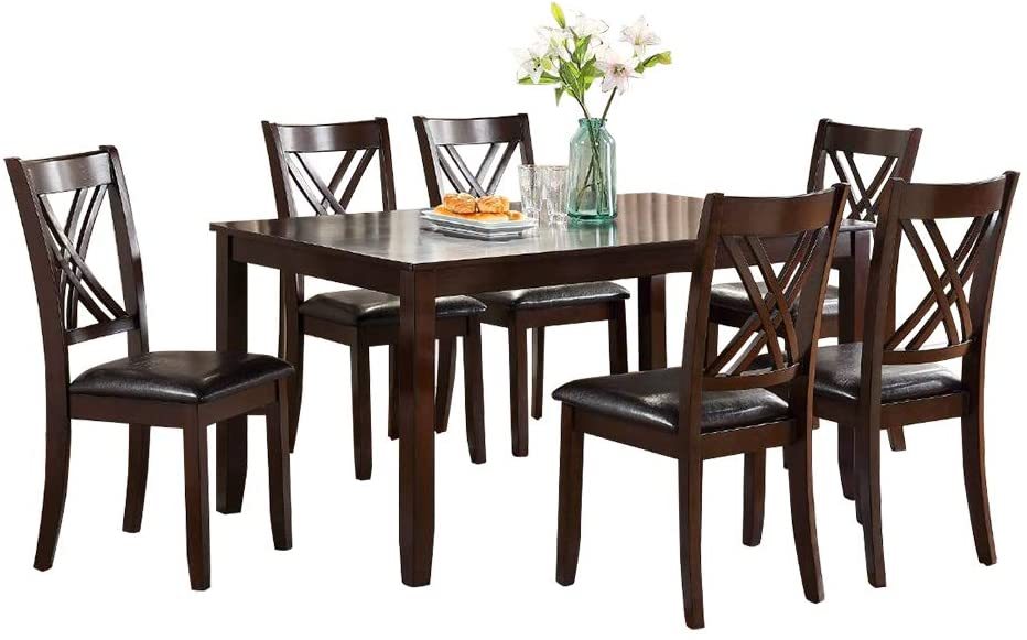 7 Piece Espresso Finish Dining Table And Six Side Chairs