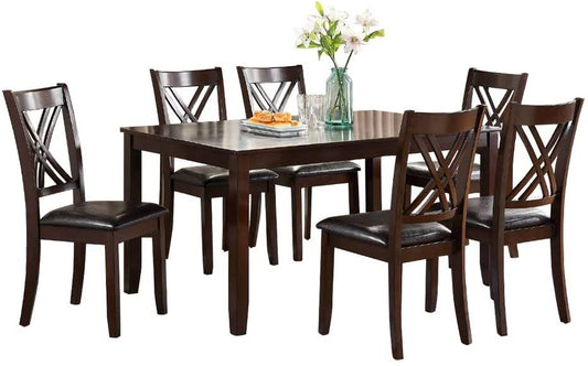 7 Piece Espresso Finish Dining Table And Six Side Chairs