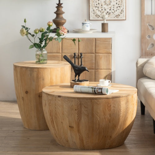 Vintage Style Bucket Shaped Coffee Table Set Of Two Pieces