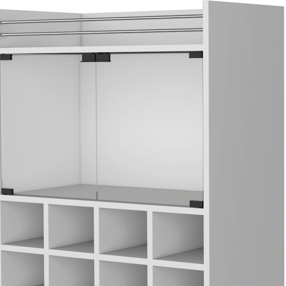 White Rolling Bar Cart With Wine Storage