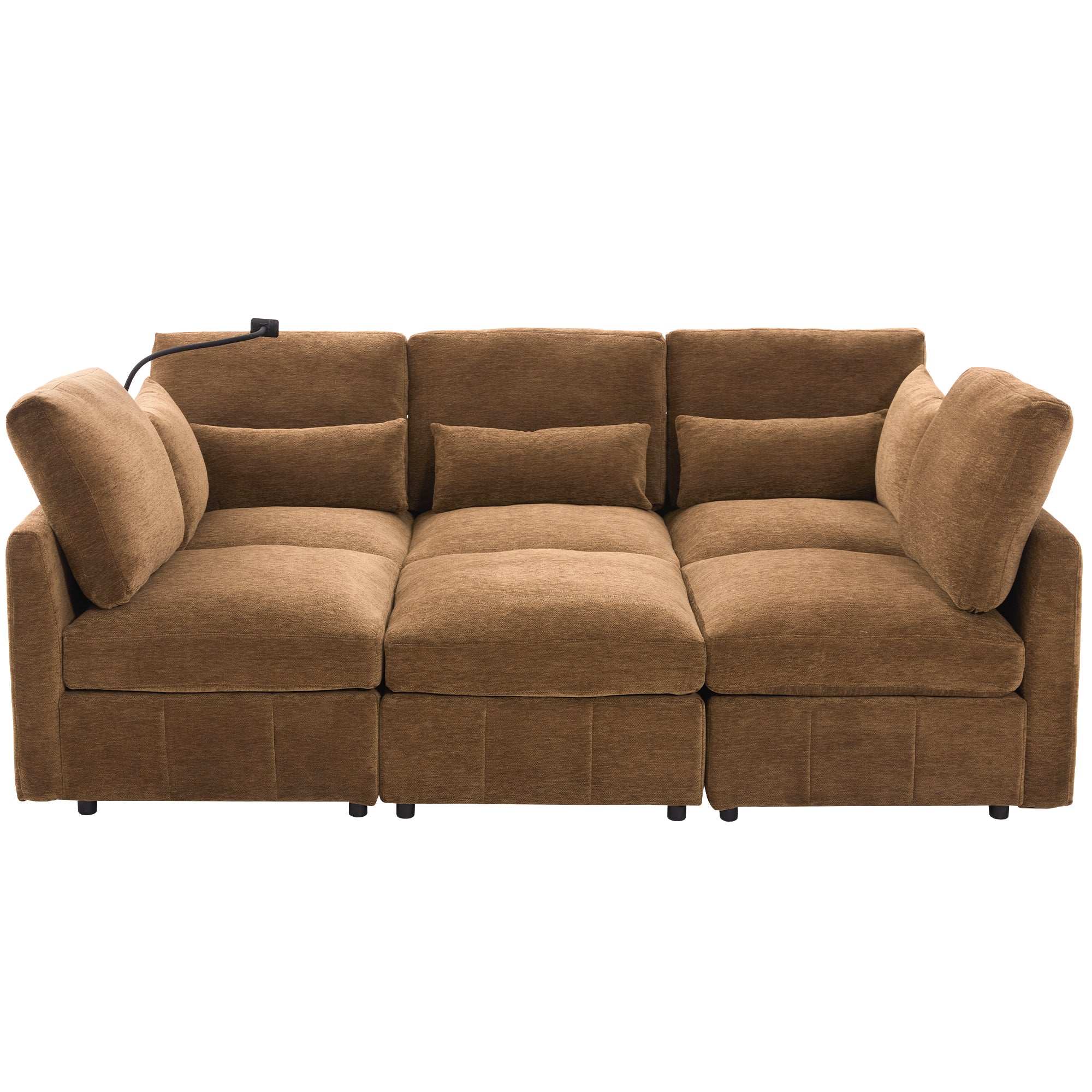 Modular Sectional Sofa Chenille Collection Upholstery With Movable Ottoman Limited Edition