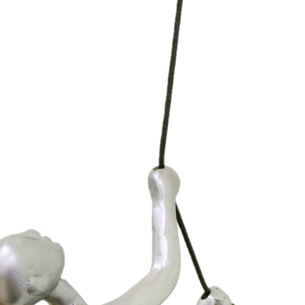 Set of Two Silver Resin Climbing Man Hanging Dimensional Sculpture