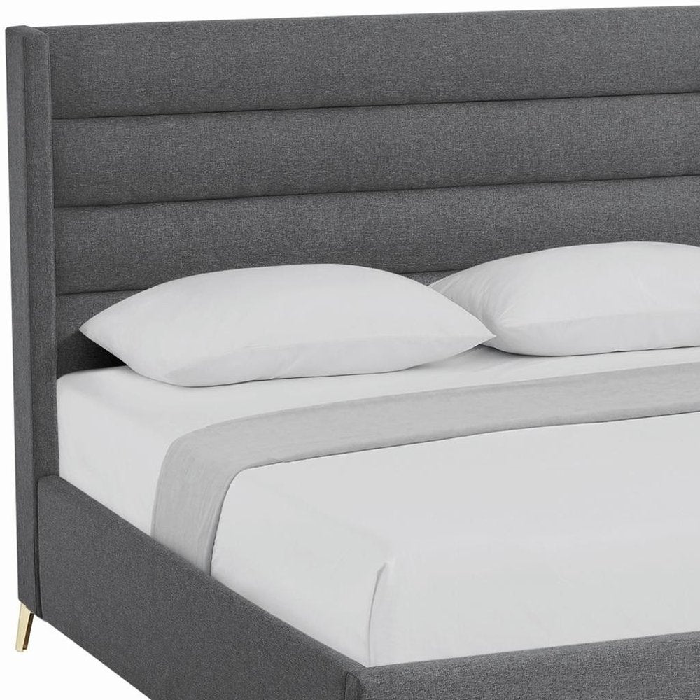 Gray Linen Upholstered Queen Bed Frame