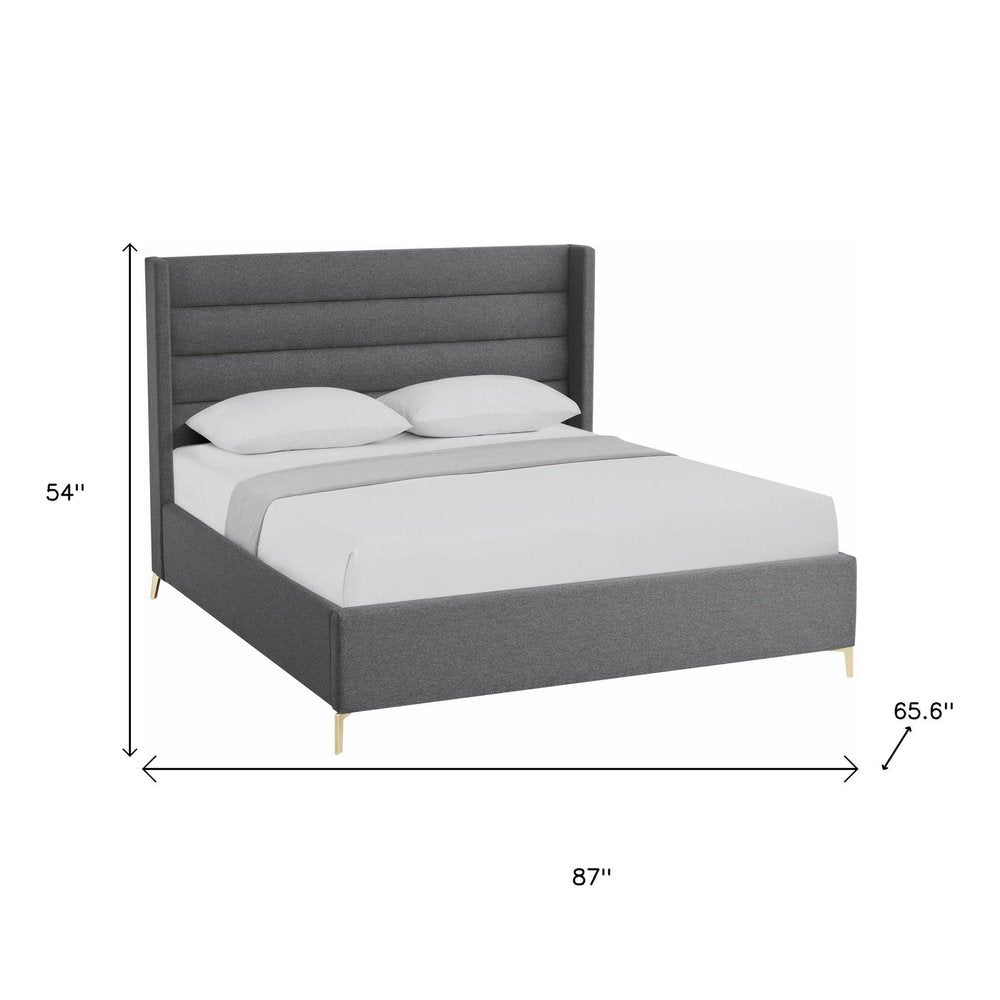 Gray Linen Upholstered Queen Bed Frame
