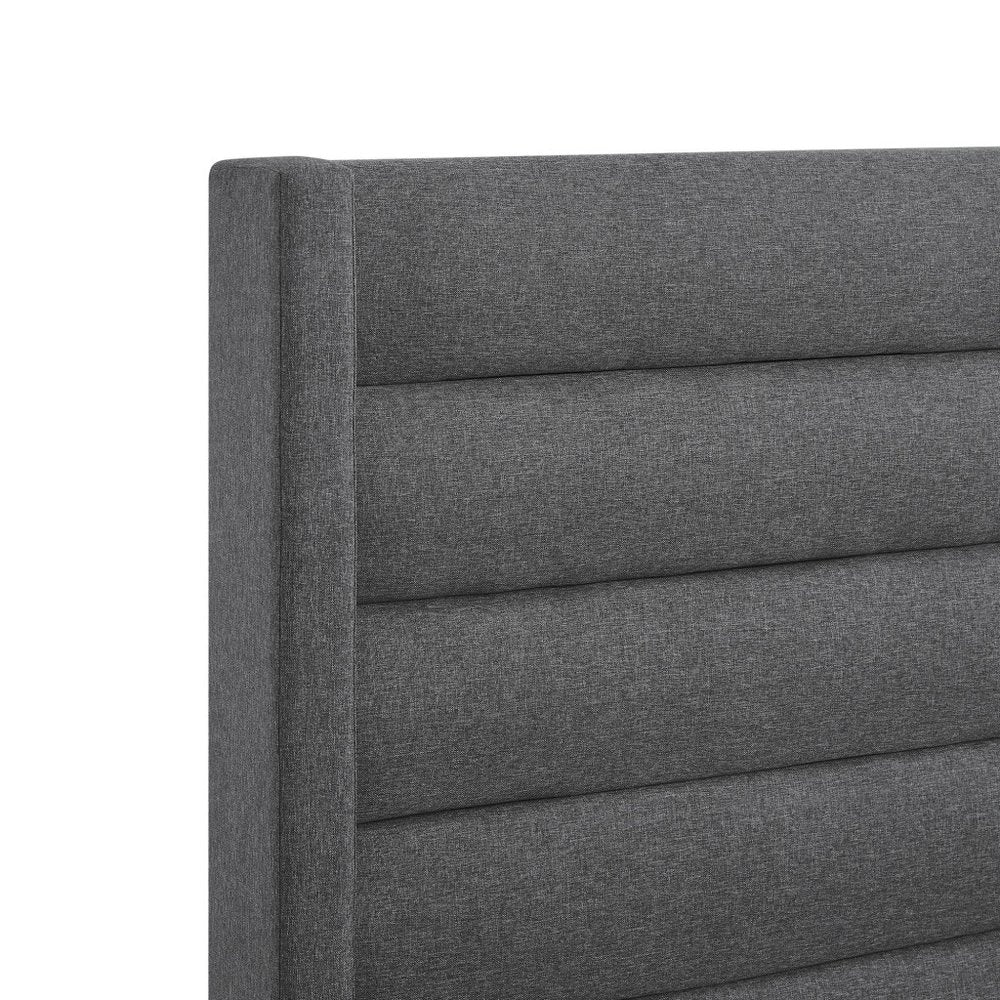 Gray Linen Upholstered Queen Bed Frame