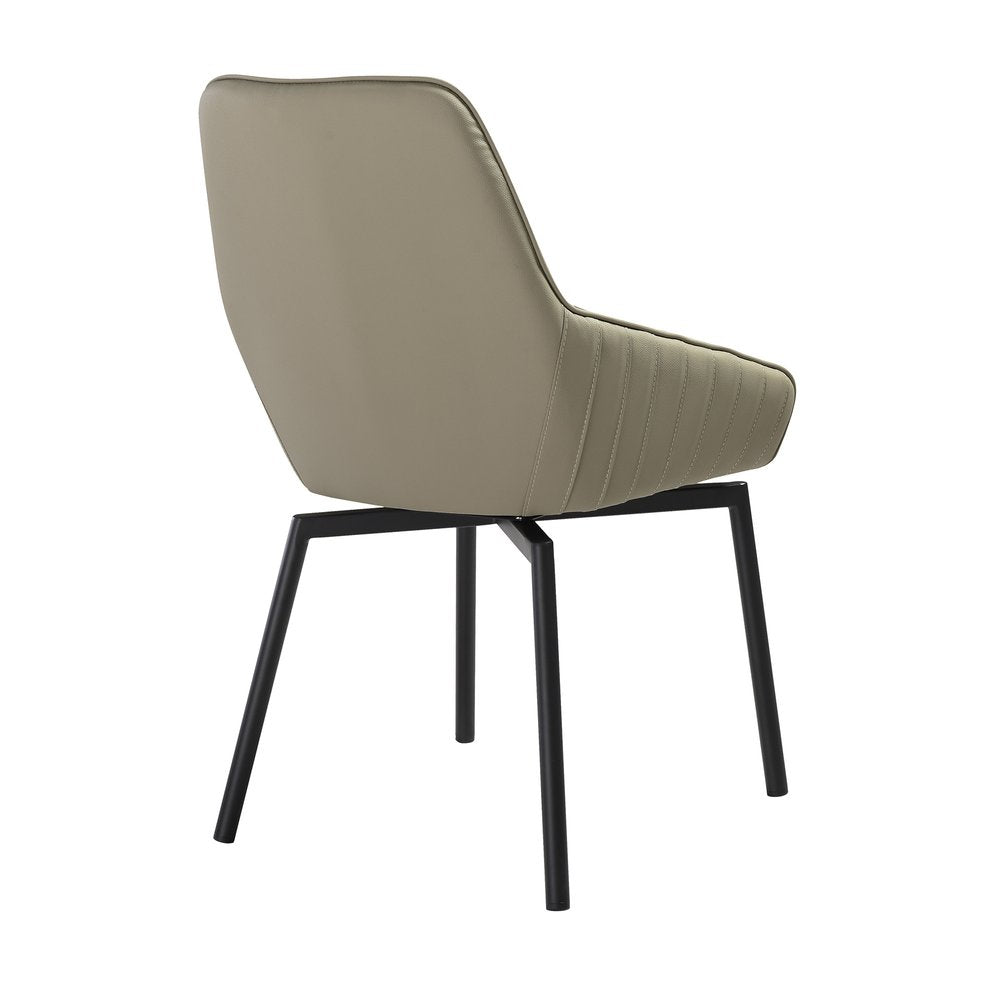 Seven Piece Gray and Black Composite Stone Dining Set with Six Chairs