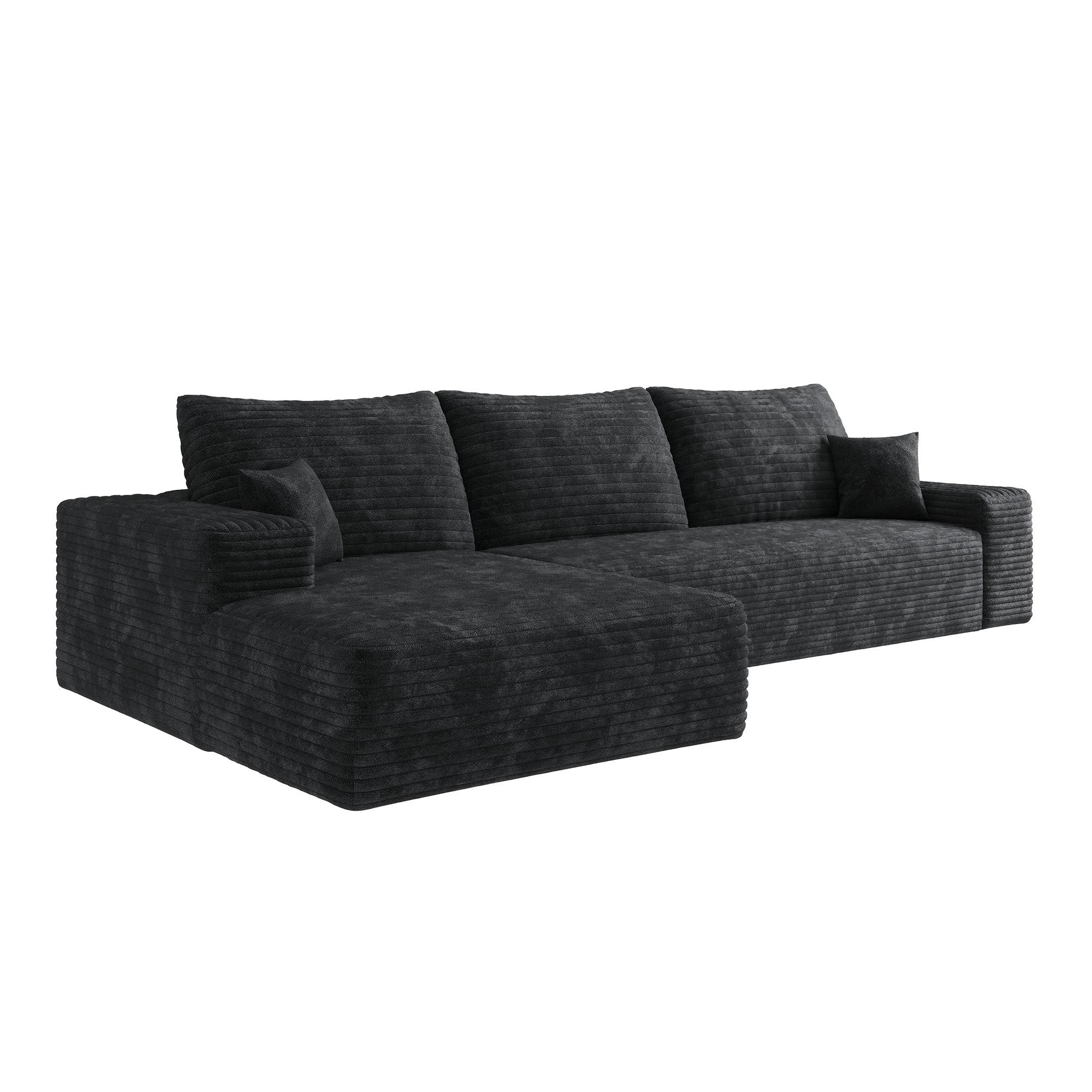 Anthony & Home cloud sectional sofa in corduroy, 107-inch L-shape chaise with plush cushions and modern design.