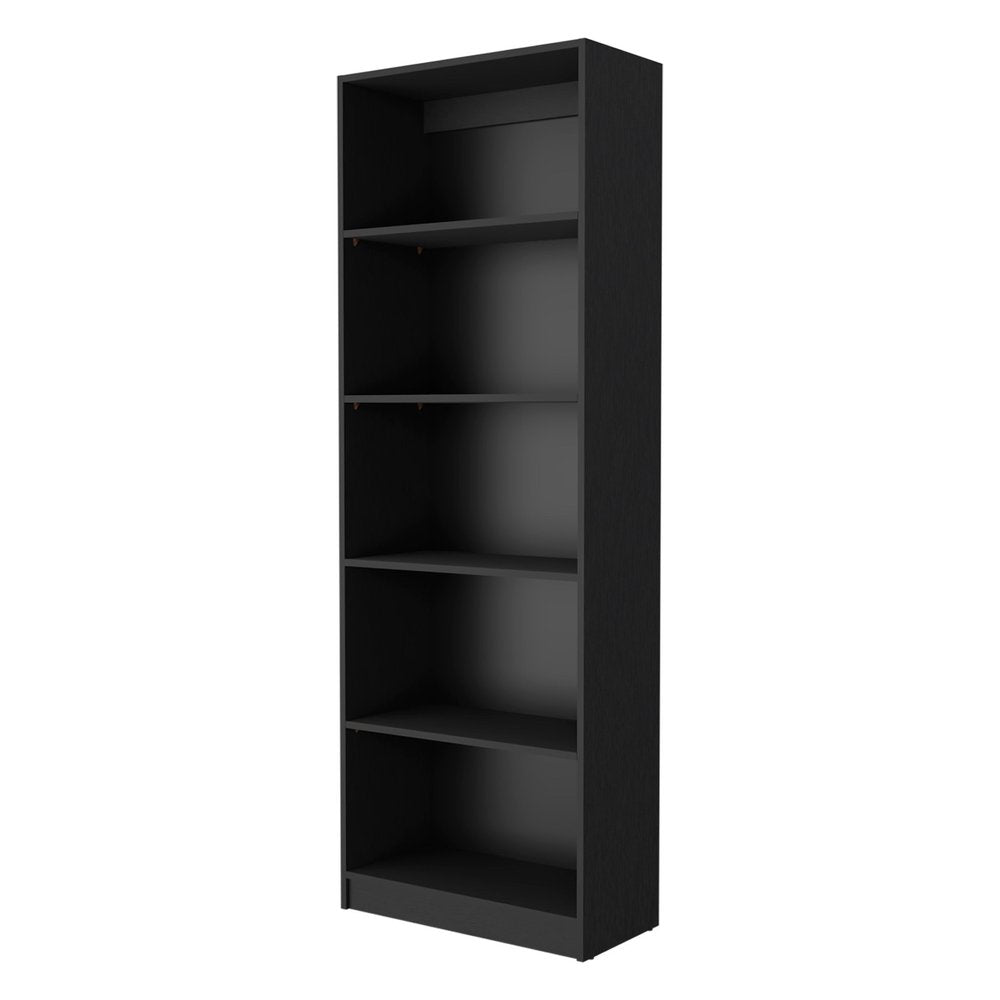 Set of Three Black Wood Four Tier Bookcases
