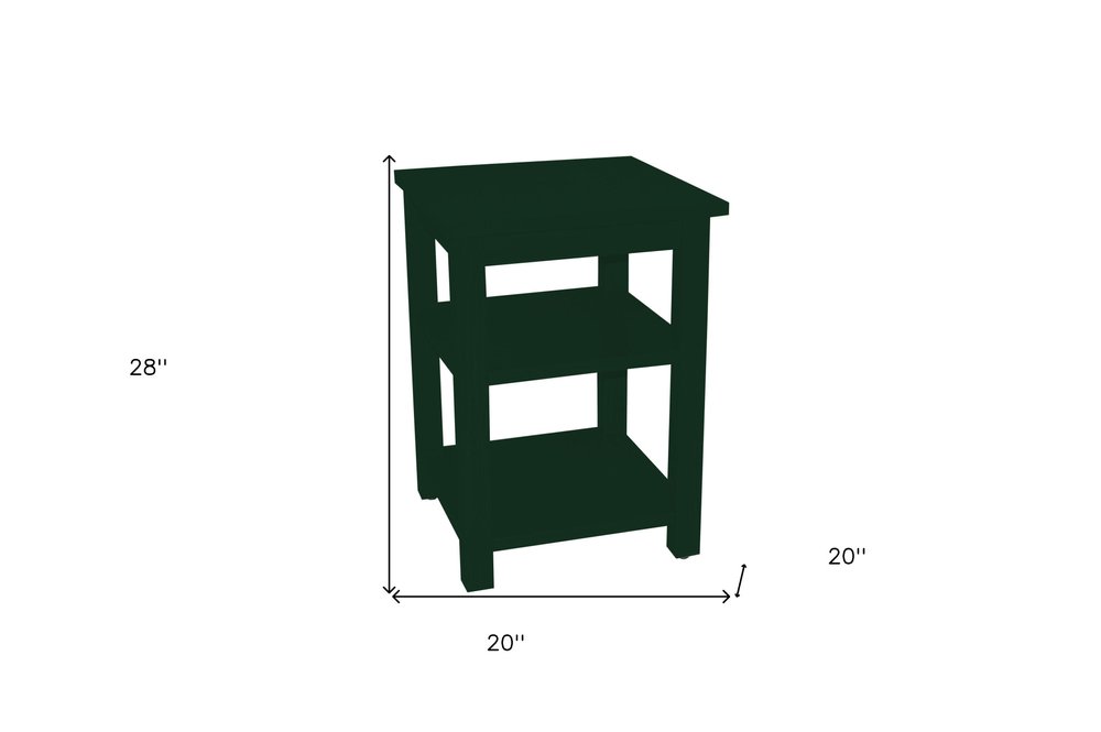 28" Dark Green Solid Wood Nightstand