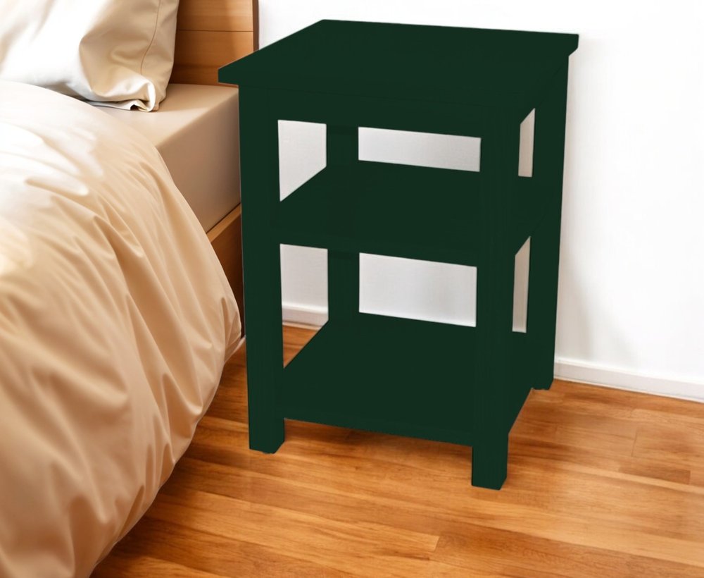 28" Dark Green Solid Wood Nightstand