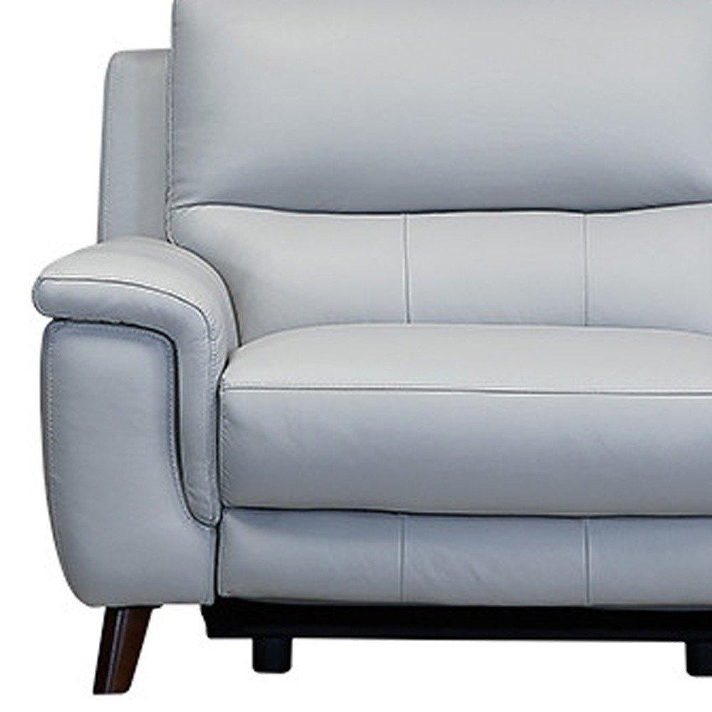 Three Piece Indoor Gray Leather Six Person Seating Set