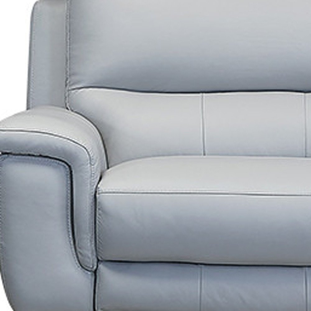 Three Piece Indoor Gray Leather Six Person Seating Set