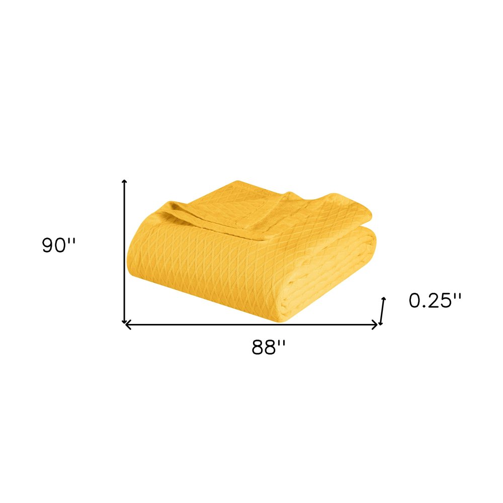 Queen Yellow Cotton Woven Geometric Blanket