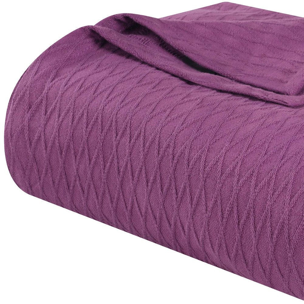 King Purple Cotton Woven Geometric Blanket