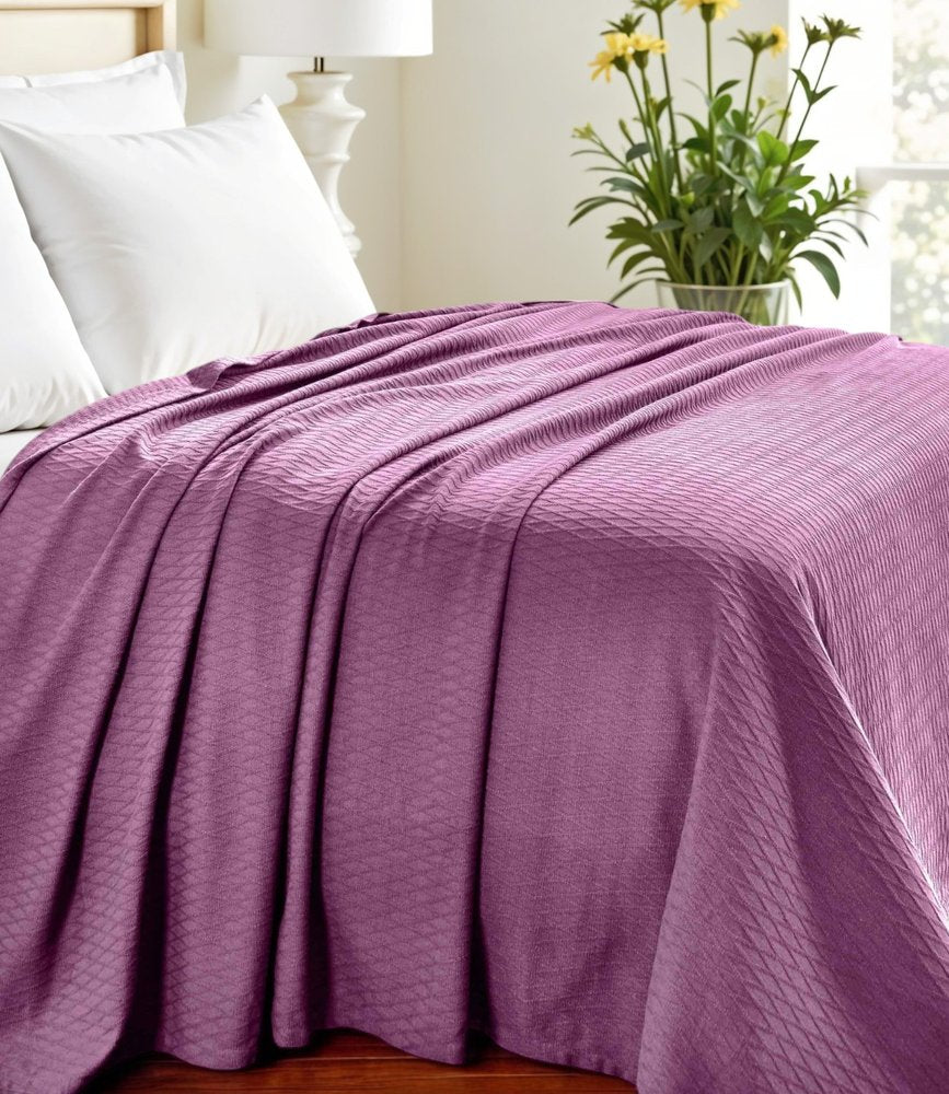 King Purple Cotton Woven Geometric Blanket