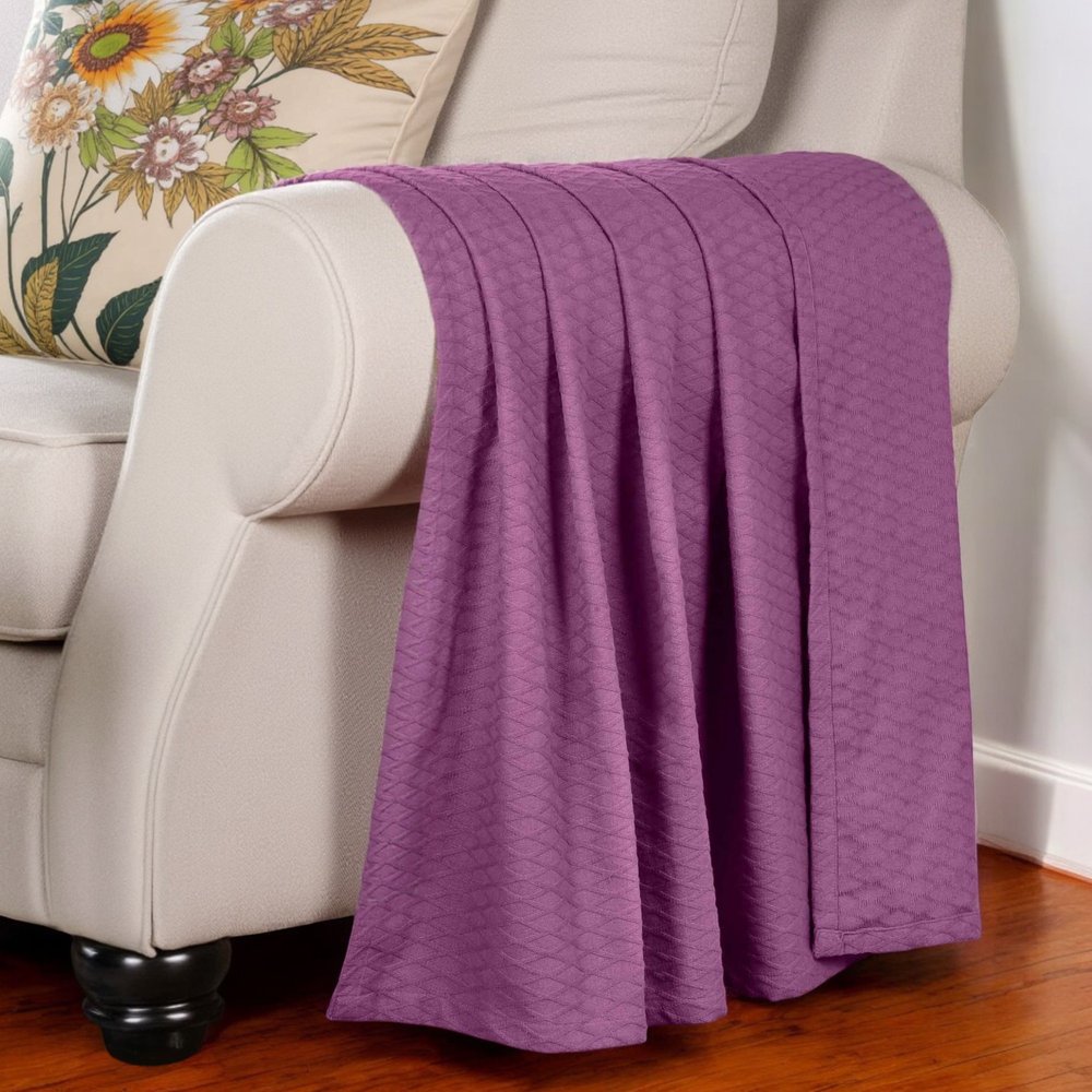 King Purple Cotton Woven Geometric Blanket