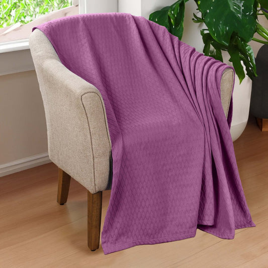 King Purple Cotton Woven Geometric Blanket