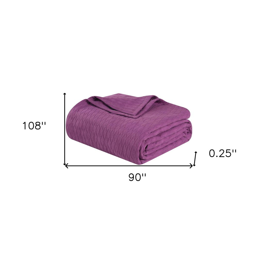 King Purple Cotton Woven Geometric Blanket