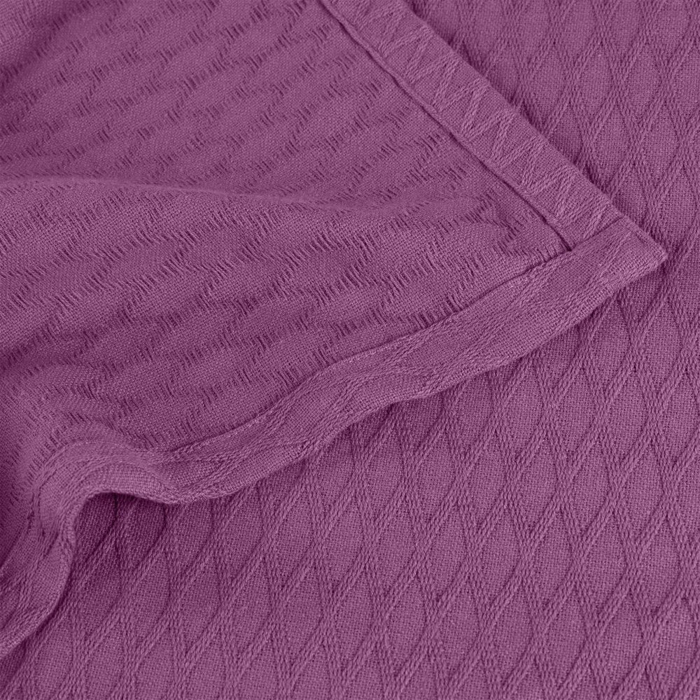 King Purple Cotton Woven Geometric Blanket