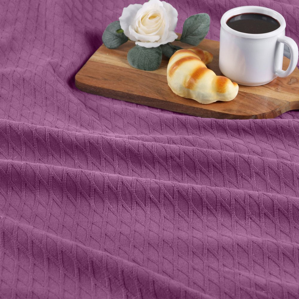 King Purple Cotton Woven Geometric Blanket