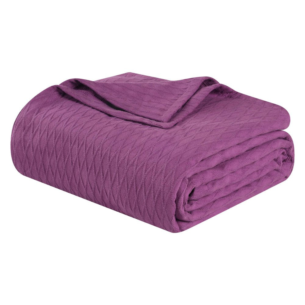King Purple Cotton Woven Geometric Blanket
