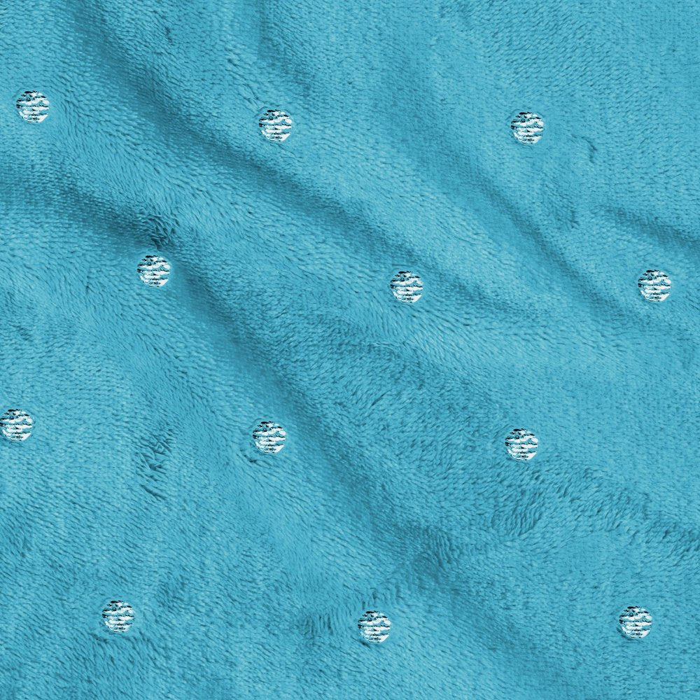 Twin Light Blue And Silver Fleece Woven Polka Dots Plush Blanket