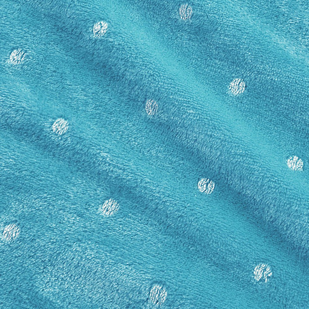 Twin Light Blue And Silver Fleece Woven Polka Dots Plush Blanket