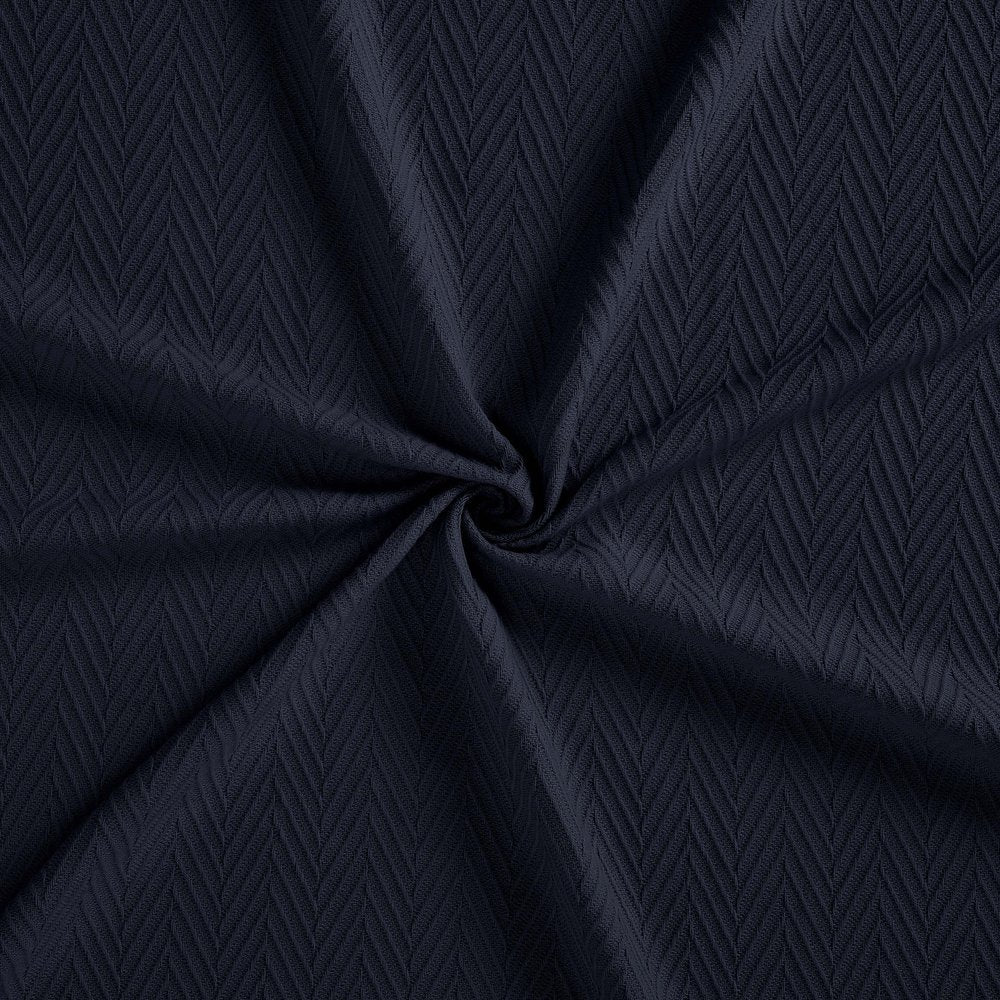 Queen Navy Blue Cotton Woven Chevron Blanket