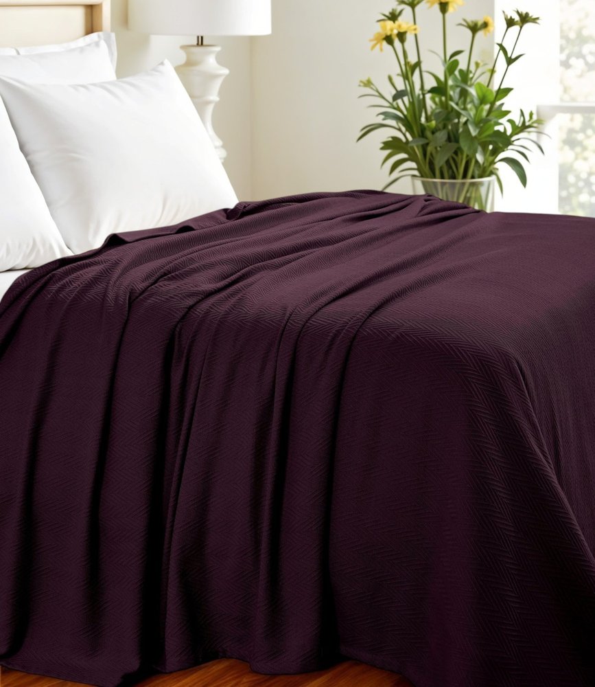 King Plum Cotton Woven Chevron Blanket