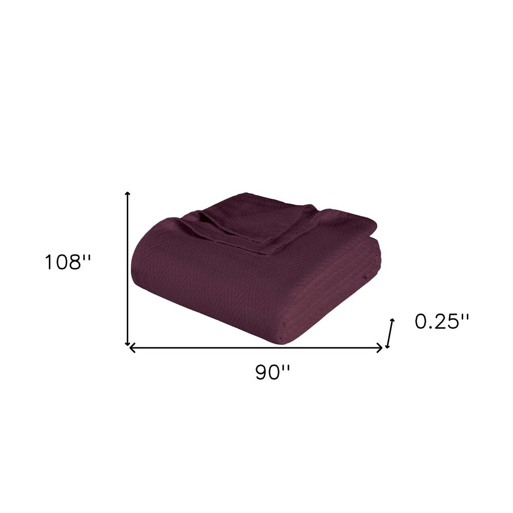 King Plum Cotton Woven Chevron Blanket