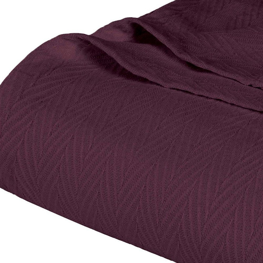 King Plum Cotton Woven Chevron Blanket