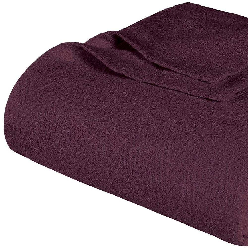 King Plum Cotton Woven Chevron Blanket