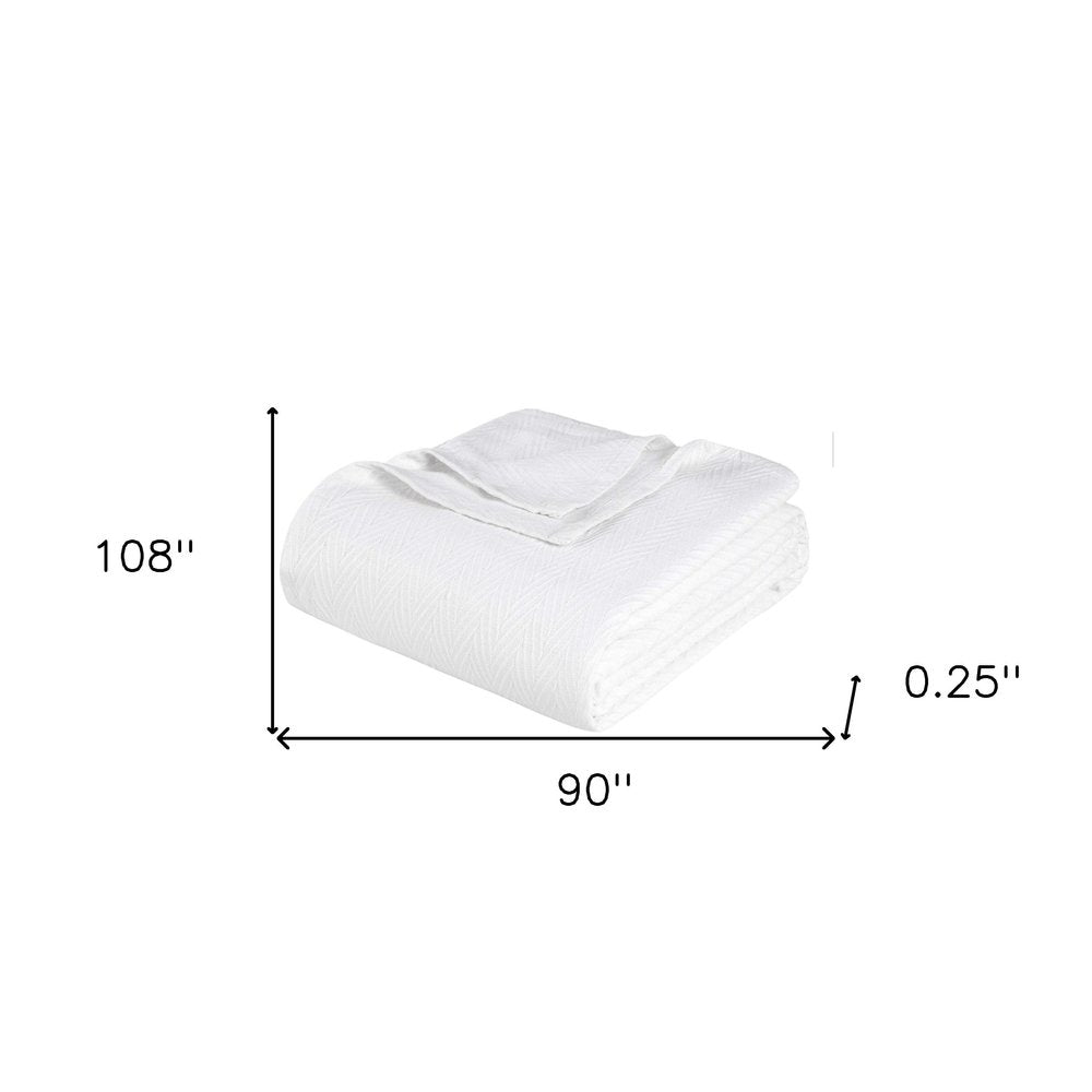 King White Cotton Woven Chevron Blanket