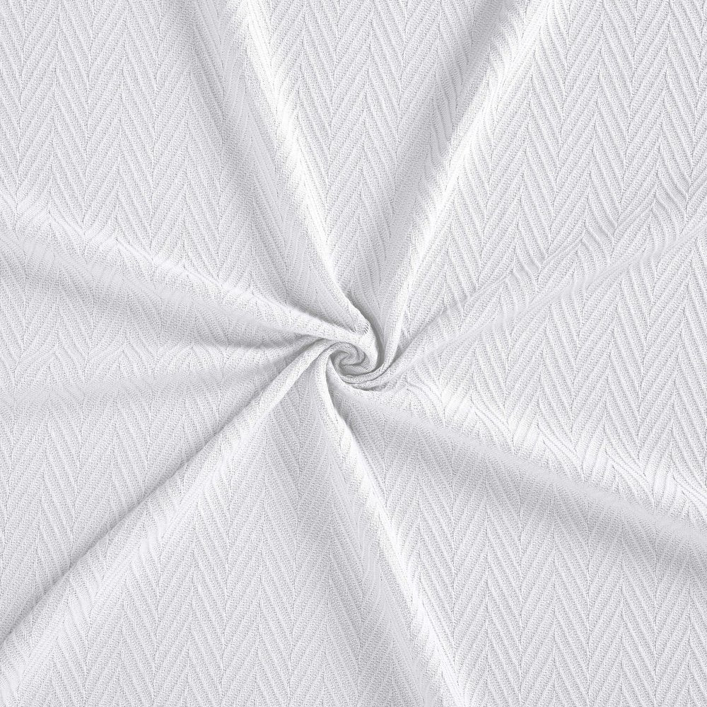Twin White Cotton Woven Chevron Blanket