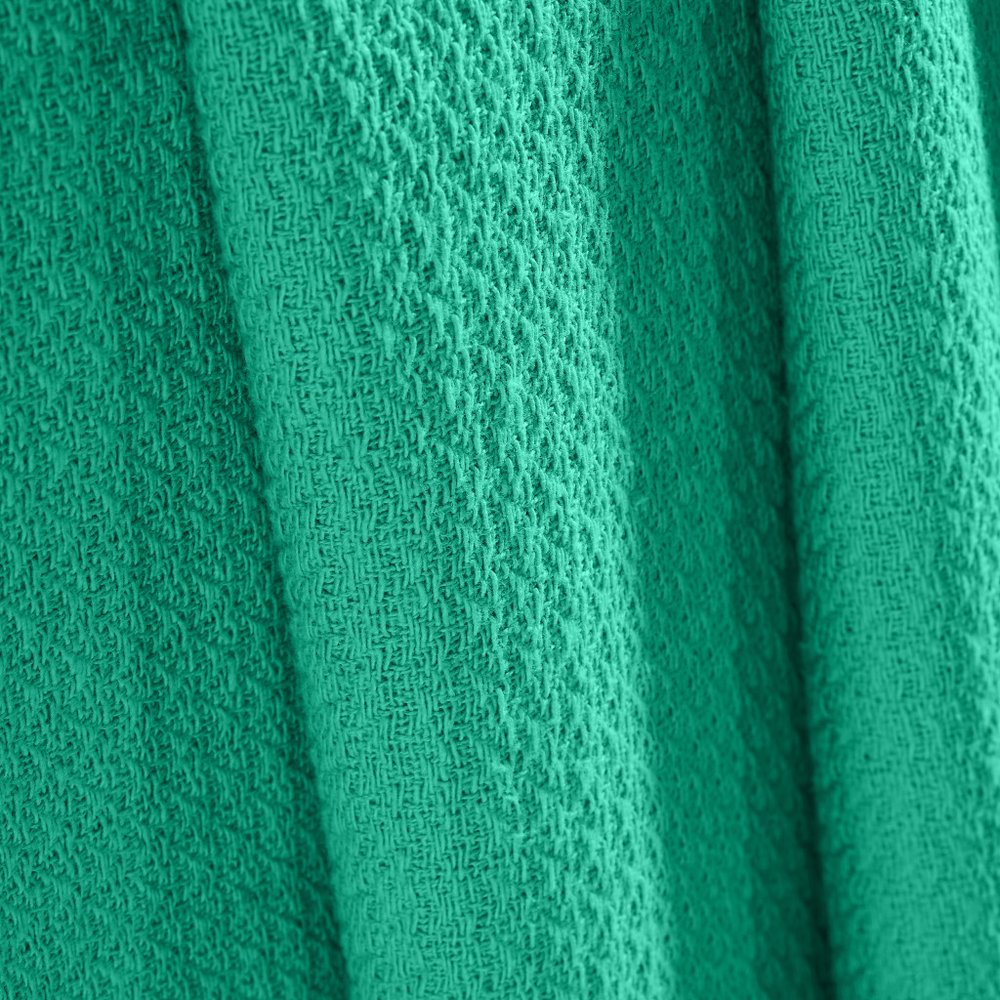 Queen Teal Cotton Waffle Weave Honeycomb Blanket