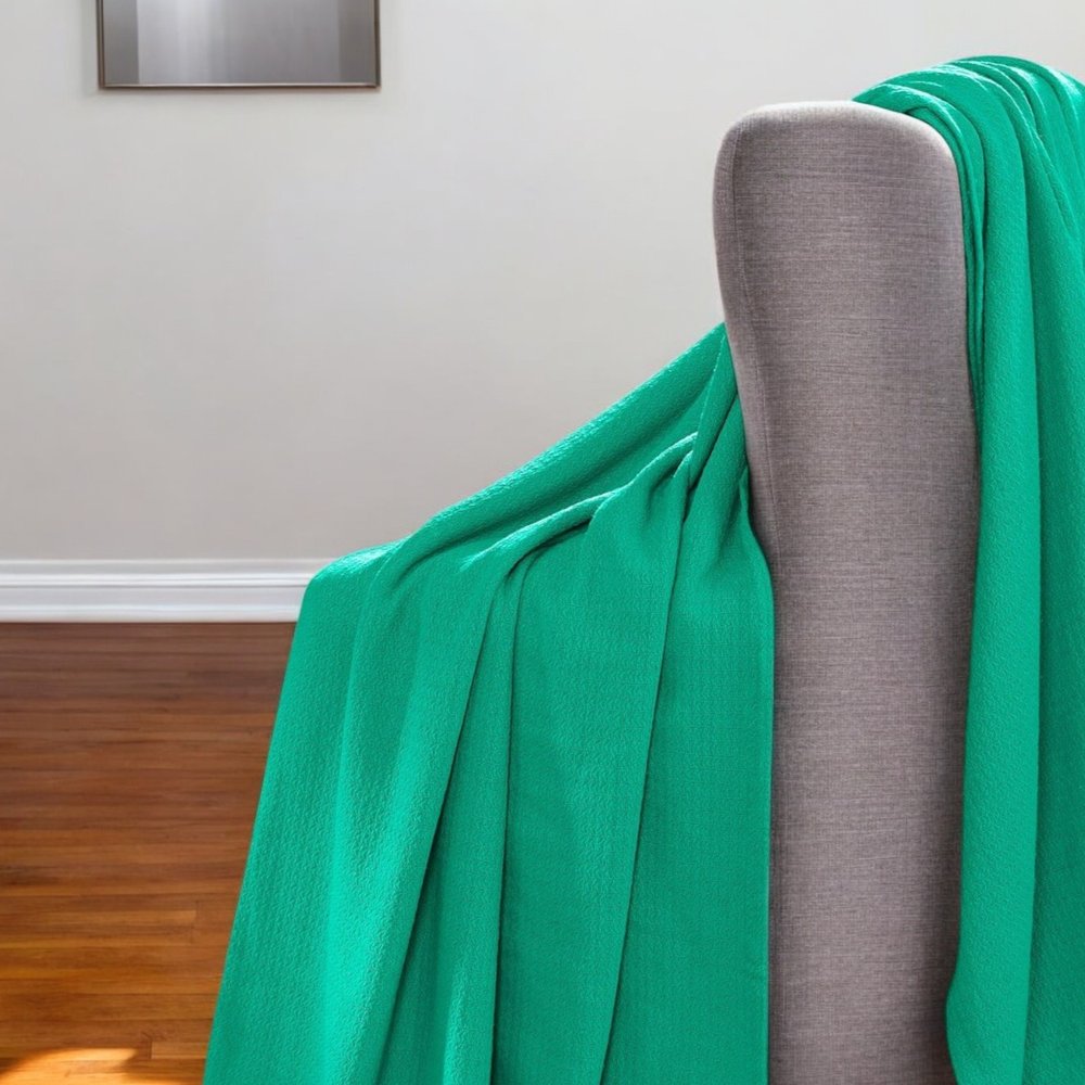 King Turquoise Cotton Waffle Weave Honeycomb Blanket